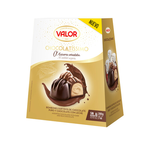 VALOR CHOCOLATÍSSIMO Bombones de chocolate puro y chocolate con leche 200 g.