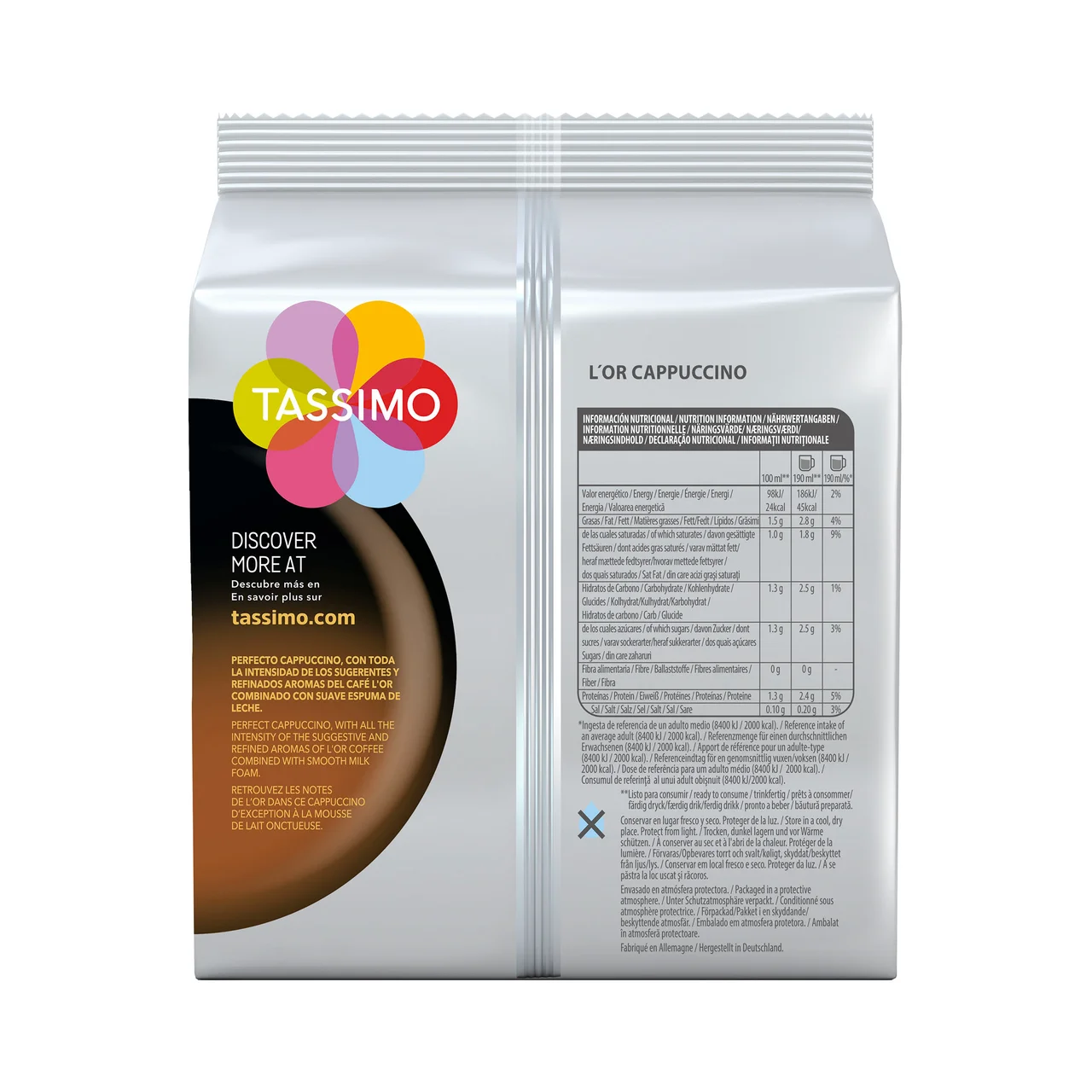 TASSIMO L"OR Café en cápsulas espresso capuccino, 8 uds.