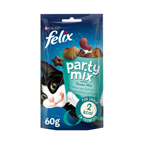 FELIX Snacks para gatos a base de salmón, pescado blanco y trucha FELIX PARTY MIX 60 g.