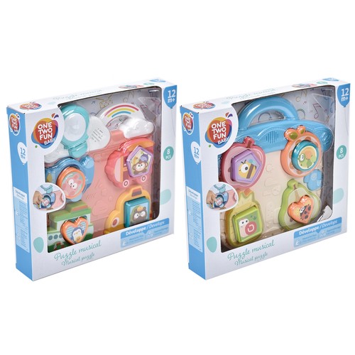 Puzzle Sorpresa Musical con Formas, ayuda al desarrollo de la motricidad fina y el aprendizaje, modelos surtidos +12 Meses ONE, TWO FUN Baby