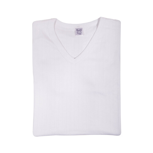Camiseta termal de manga corta, cuello pico ABANDERADO, color blanco, talla M (48).