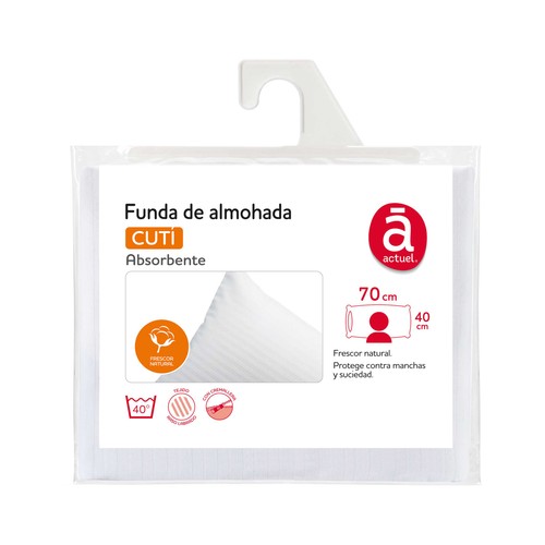 Funda de almohada cutí 70% algodón y 30 % poliéster, 40x105cm, ACTUEL.