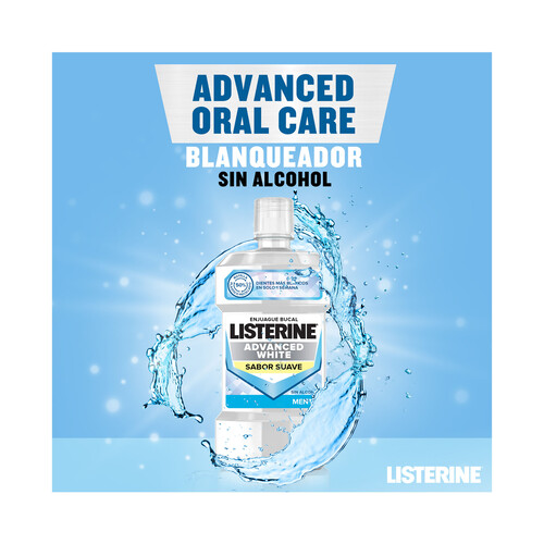 LISTERINE Enjuague bucal sin alcohol, con acción blanqueadora y sabor a menta LISTERINE Advanced white 1 l.