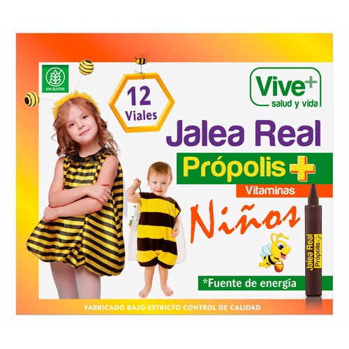 VIVE+ SALUD Y VIDA Complemento alimenticio de jalea real para niños VIVE PLUS 12 uds.