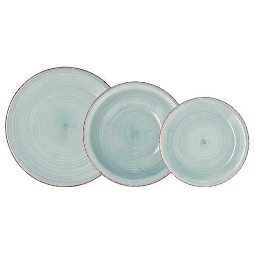 Vajilla completa de 18 platos de gran tamaño de color verde agua, QUID