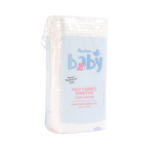 PRODUCTO ALCAMPO Baby Almohadillas cuadradas de algodón 100%, gruesas y sin pelusas 80 uds.
