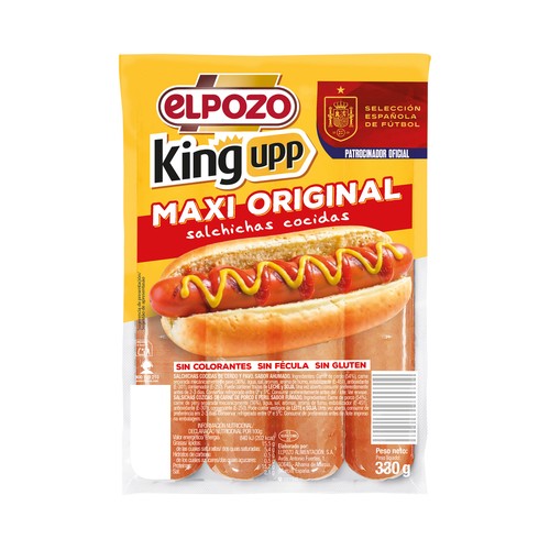EL POZO Maxi original king upp  Salchichas cocidas de cerdo y pavo, sabor ahumado 330 g.