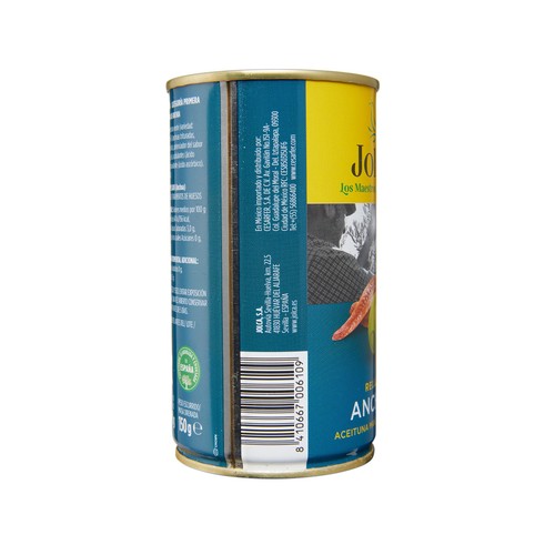 JOLCA Aceitunas verdes tipo manzanilla fina, rellenas de anchoa 150 g.