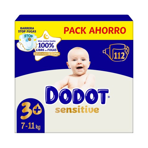 DODOT Sensitive Pañales talla 3+ (7-11 kg) 112 uds.