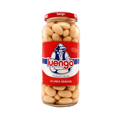 LUENGO Extra Alubia granja, judión cocida en frasco de 400 g.