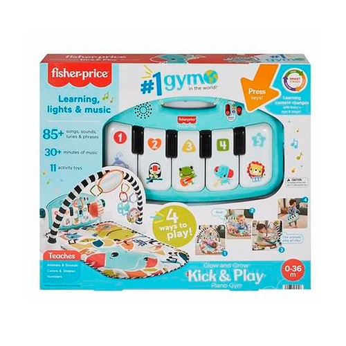 FISHER PRICE Glow & Grow Kick Play Piano GYM, Alfombra con Piano.