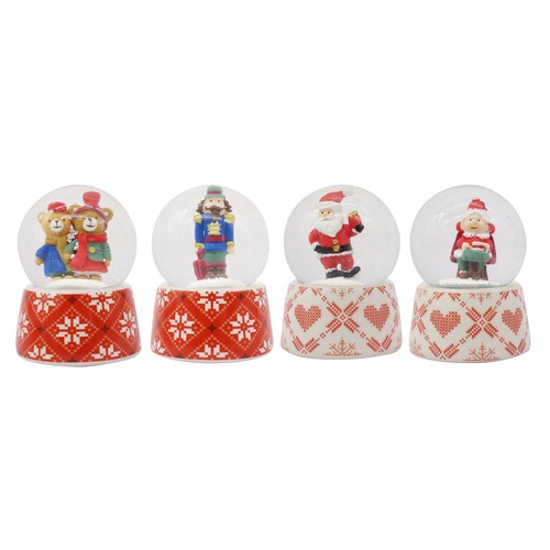 Bola de Nieve 45mm Papá Noel, Mamá Noel, Oso o Cascanueces decoración de Navidad 23x25x19cm modelos surtidos, ACTUEL