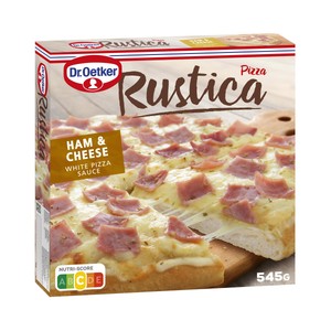 Imagen de DR. OETKER Rustica Pizza de masa gruesa con jamón cocido, salsa blanca, Emmental y Gouda 545 gg.