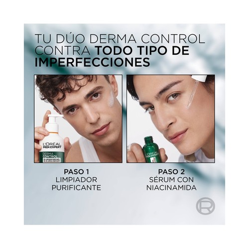 L´ORÉAL PARIS Men expert derma control Gel limpiador purificante para pieles grasas con tendencia acnéica 260 ml.