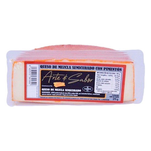 ARTE&SABOR Queso de mezcla semicurado v/c tierno pimenton 375 g.