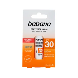 BABARIA Protector solar labial con aloe vera y FPS 30 (alto).