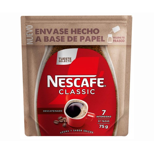 NESCAFÉ Classic Café soluble descafeinado, doypack 75 g.