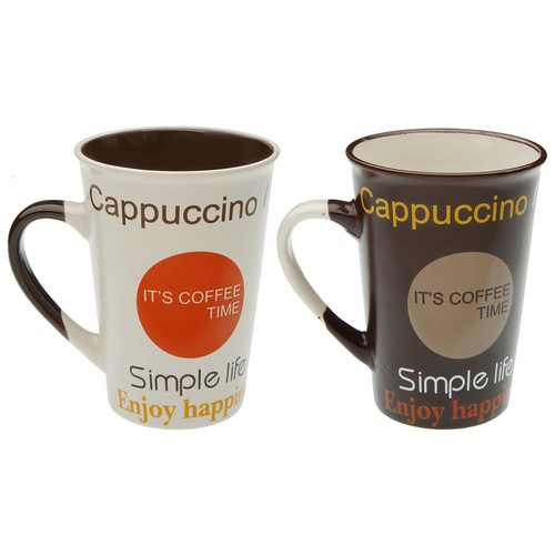 Taza alta con asa fabricada en porcelana de color, diseño "Capuccino", 0,30 litros, VERSA.