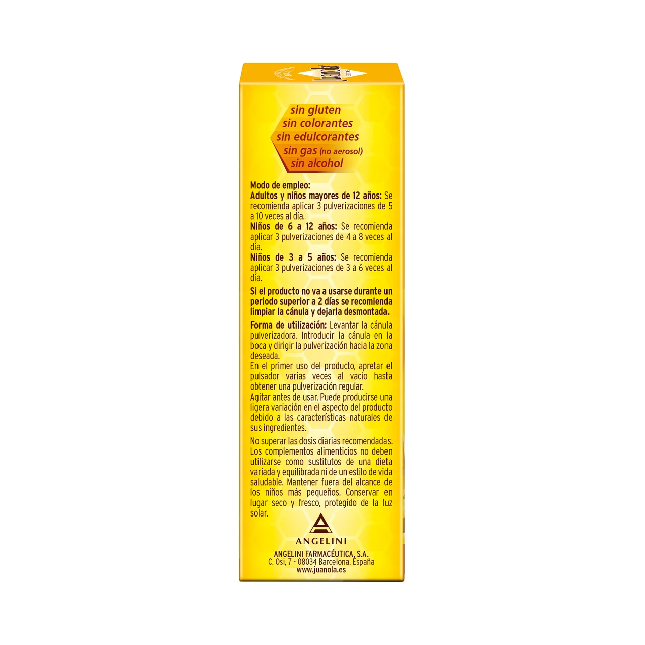 JUANOLA Pulverizador bucal para la garganta, faringe y cuerdas vocales con sabor miel-limón JUANOLA 30 ml.