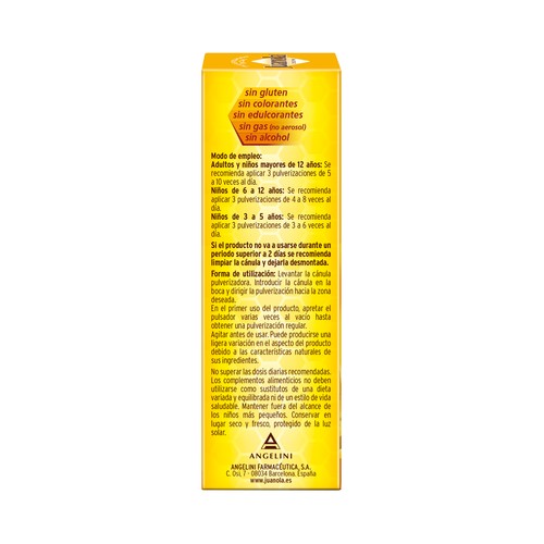 JUANOLA Pulverizador bucal para la garganta, faringe y cuerdas vocales con sabor miel-limón JUANOLA 30 ml.
