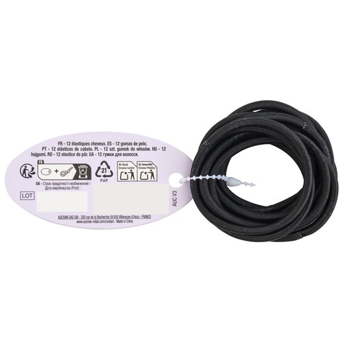 COSMIA Gomas para pelo elásticas de color negro 12 uds.