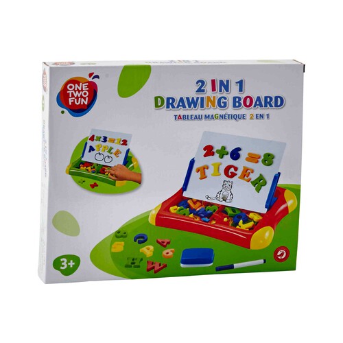 Pizarra blanca magnética más de 40 accesorios, ONE TWO FUN ALCAMPO