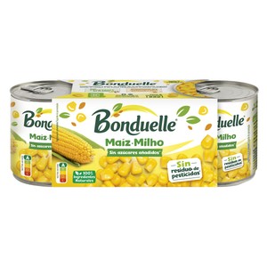 BONDUELLE Maíz dulce sin azúcares añadidos pack 3 uds X 140 g