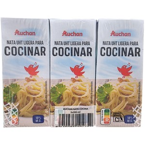 Auchan Nata para Cocinar con 18% Materia Grasa 3 X 200 Ml. 600 ML
