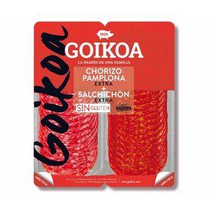 Imagen de GOIKOA Chorizo de Pamplona y salchichón de categoria extra, cortados en lonchas 2 x 90 g.