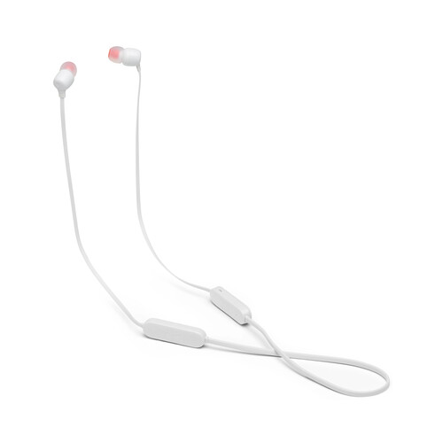 Auriculares deportivos bluetooth tipo cuello JBL Tune 125 BT, micrófono, color blanco.