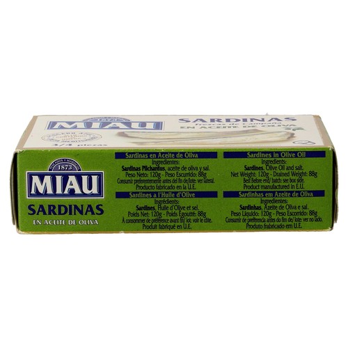 MIAU Sardinas en aceite de oliva lata de 88 g.
