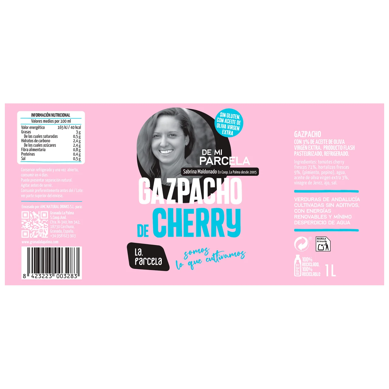 LA PARCELA Gazpacho de cherry, sin gluten y con aceite de oliva virgen extra LA PARCELA 1 l.