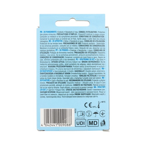 PRODUCTO ALCAMPO Apósitos plásticos infantiles, resistentes al agua, 2 tamaños diferentes 20 uds.