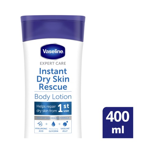 VASELINE Instant dry skin rescue Loción corporal ultra hidratante para pieles muy secas 400 ml.