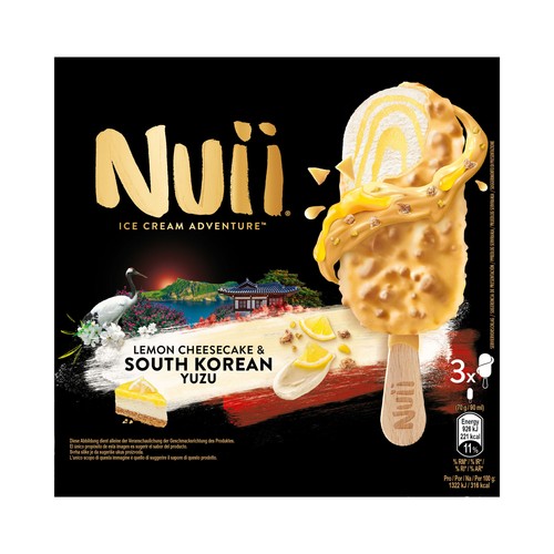 NUII Helado de tarta de queso con limón y yuzu koreano 3 x 90 g.