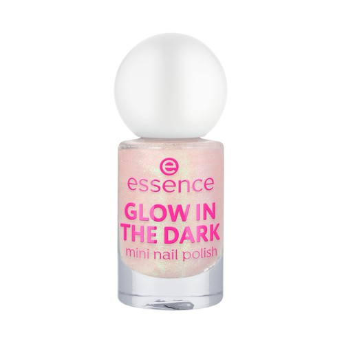 ESSENCE Glow in the dark tono 14 rosa claro Mini esmalte de uñas que brilla en la oscuridad.