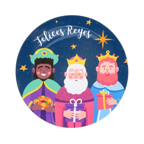 Bajoplato de plástico 33 cm decorado con los Reyes Magos, TABERSEO.