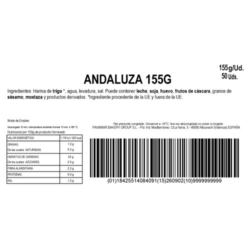Barrita de pan de 135 g.