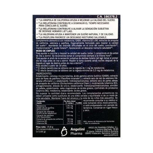 SOÑODINA Advance Complemento alimenticio con melatonia, que ayuda a mejorar la calidad del sueño 30 uds.