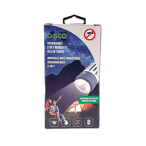 Lámpara antimosquitos recargable con linterna Led, exterior/interior, OSCACONNECT, alimentación Usb.
