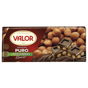 Imagen de VALOR Chocolate puro negro con avellanas 250 g.