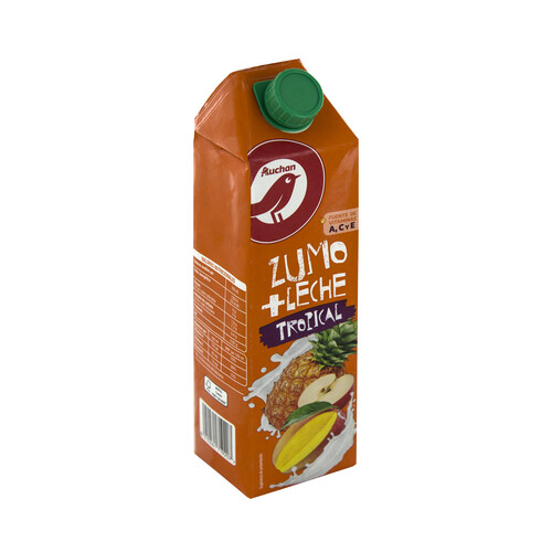 AUCHAN Leche con zumo de frutas tropicales 1l. Producto Alcampo