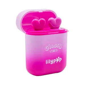 LILYPOP Brillo y bálsamo labial con forma de auriculares inalámbricos.