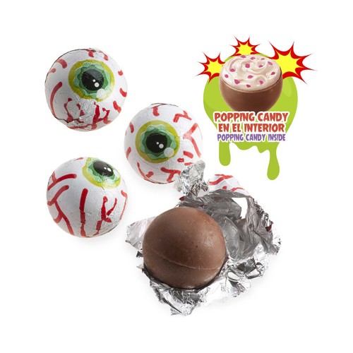 DEKORA Red ojos de halloween de chocolate rellenos de popping candy 75 g.