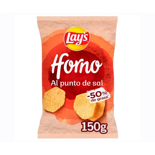 Patatas horneadas onduladas al punto de sal LAY'S IL FORNO bolsa de 150 g.