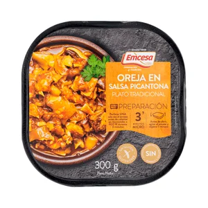 EMCESA Oreja guisada en salsa picantona, lista para calentar y comer 300 g.