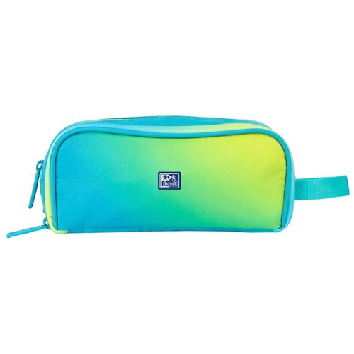 Estuche OXFORD diseño degradado con tres cremalleras en color lima
