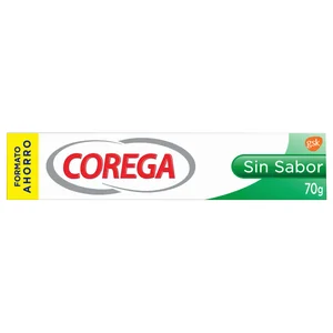 COREGA Crema fijadora para prótesis dentales, sin sabor y con fijación fuerte COREGA 70 ml.