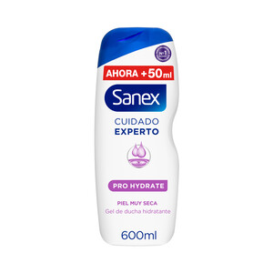 Gel hidratante para ducha o baño, para pieles muy secas SANEX Cuidado experto Pro Hydrate 600 ml.