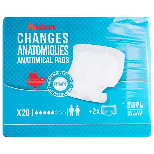 PRODUCTO ALCAMPO Compresas de incontinencia anatómicas unisex para perdidas moderadas a severas 20 uds.